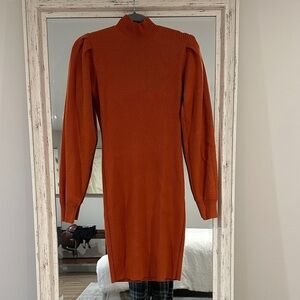 Elegant Long Sleeve Orange Dress